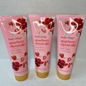 3 Bodycology Strawberry Cheesecake Shea Cocoa Butter Jojoba Oil Body Cream 8 oz